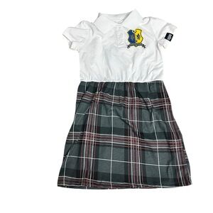 Plaid Kids Dress with Crest
